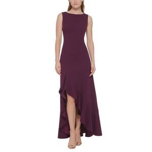 Vince Camuto Hi-Lo Gown Women's 2 Purple Plum Sleeveless  Ruffled Tulip-Hem NWOT